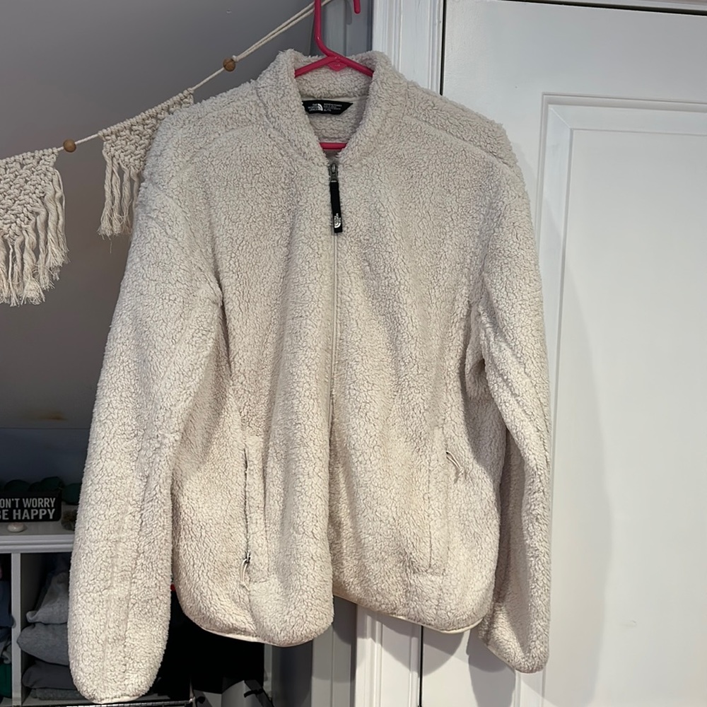 Women’s Cream Sherpa North Face Zip Up
